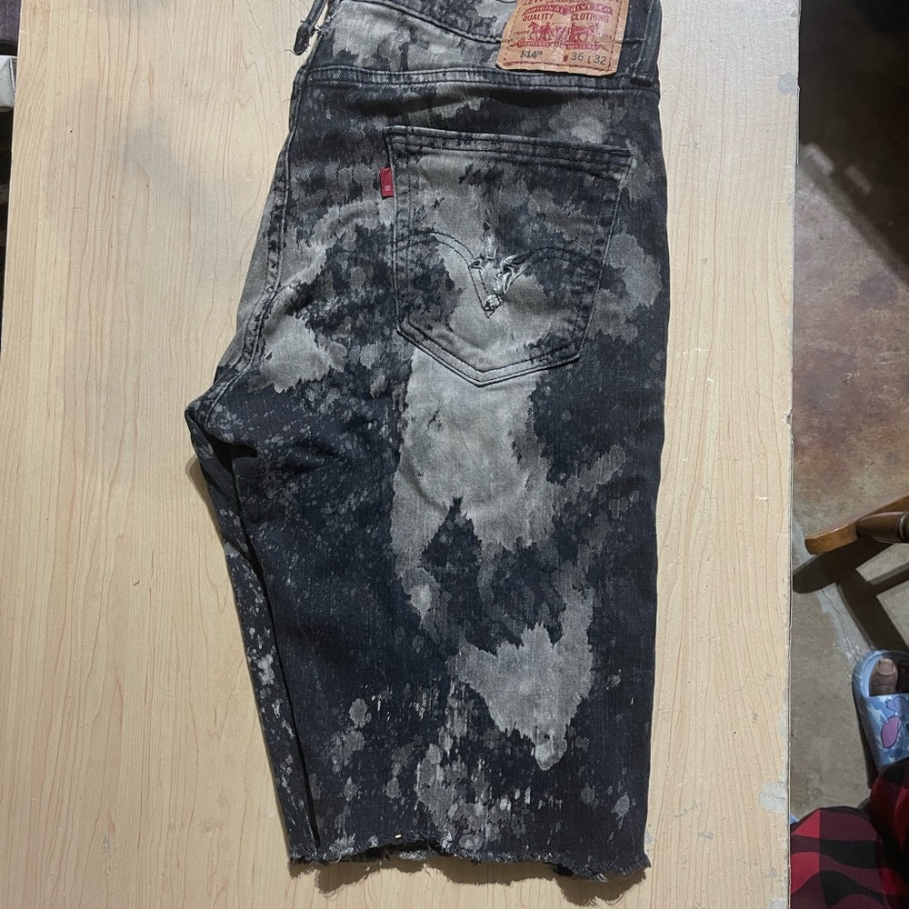 Levi's Black and Gray Patterned Jean Shorts